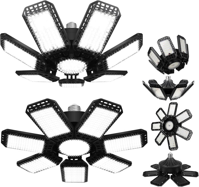 AUDLES 1 Pack LED Garage Light, 240W 24000LM 6500K LED Shop Lights, Garage Lights Ceiling Led with 7+1 Deformable Panels, E26/E27 Bulb Socket Lighting for Shop, High Bay, Attic, Basement, Warehouse - Image 1